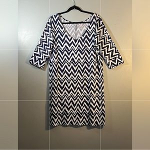 Chevron Patterned Black and White Dress